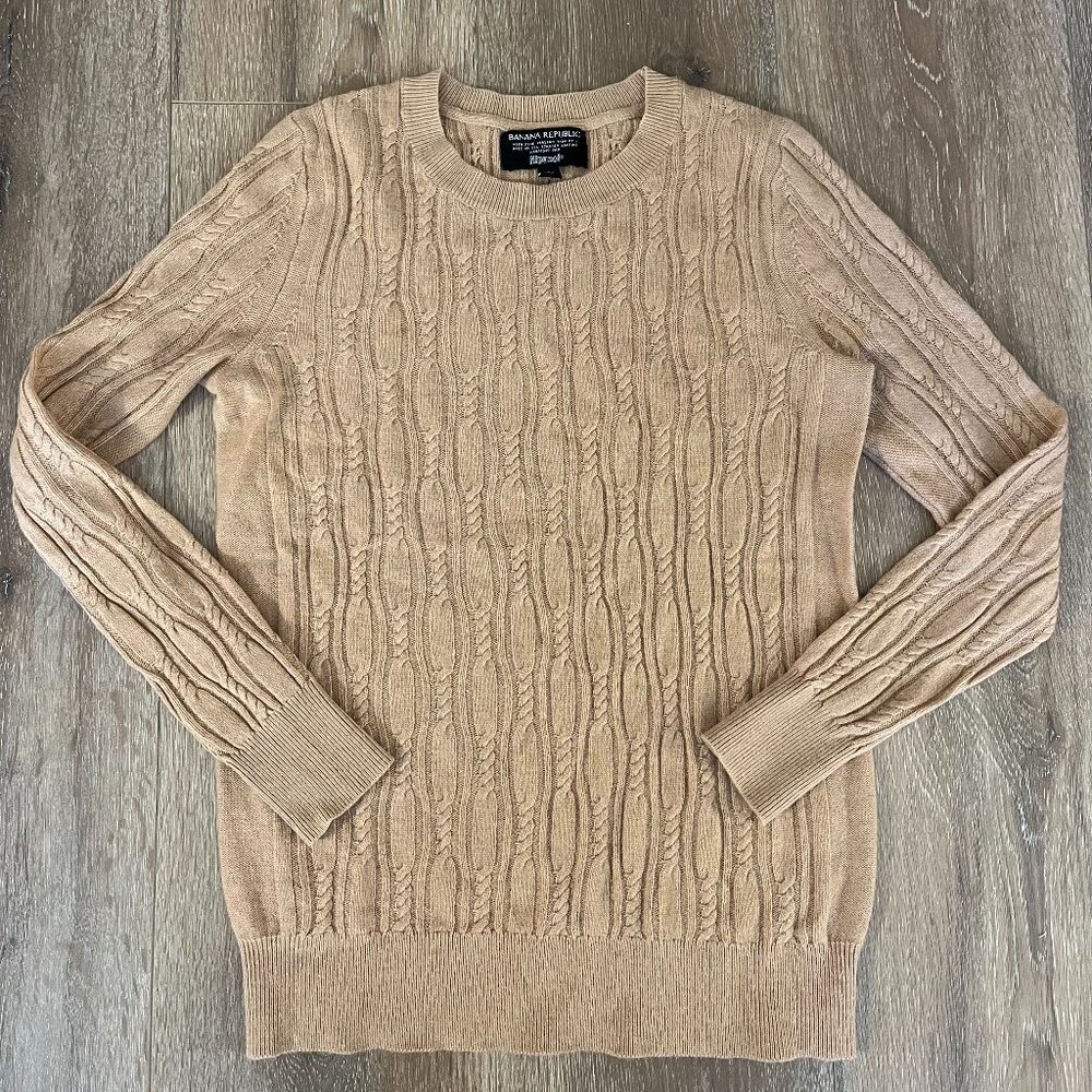 BANANA REPUBLIC Merino Extra Fine Wool & Cashmere Sweater - XS - Camel